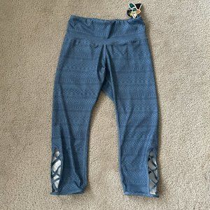 Half Moon by Modern Movement Crop Leggings Womens Size Small Blue Cut Out NEW
